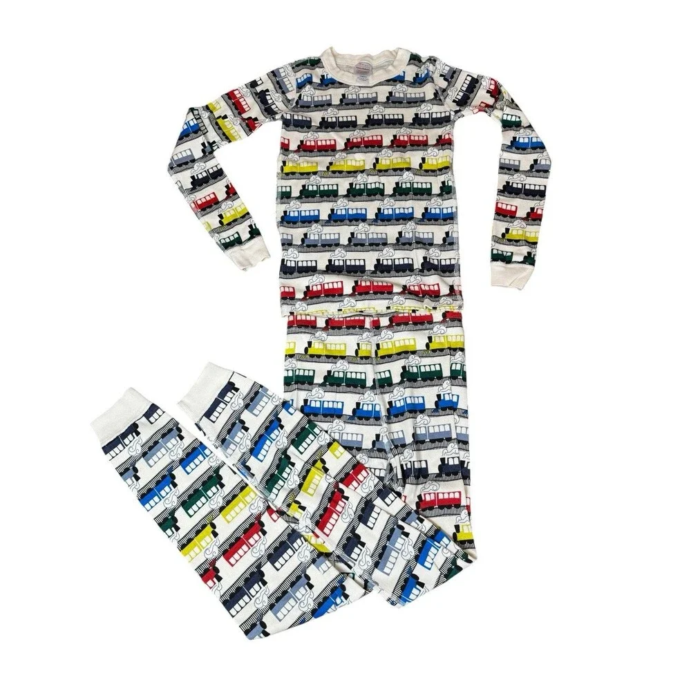 Hanna Andersson 2-Piece Organic Cotton Long Sleeve Train Pajama Set Size 10